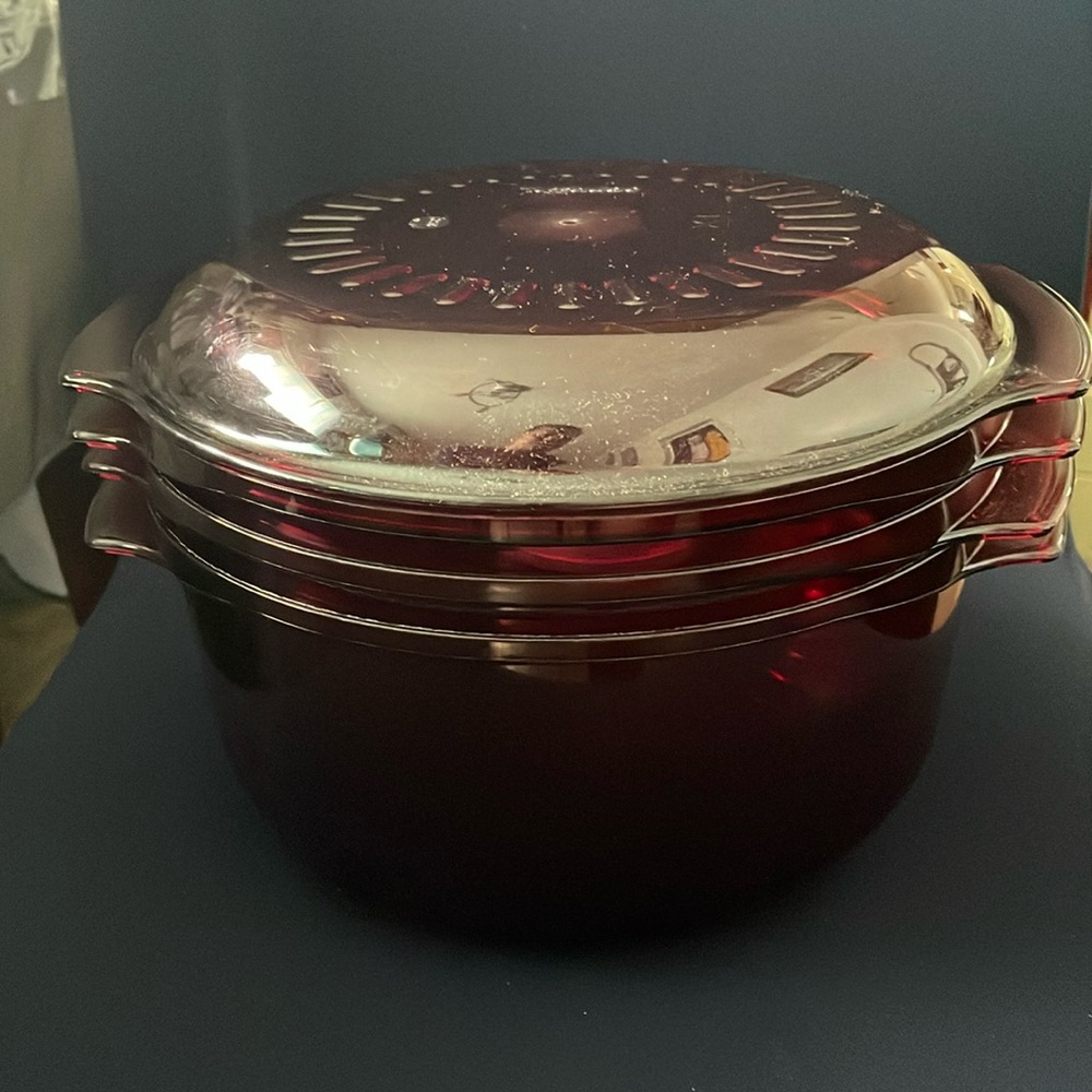 Vtg Tupperware 5 Piece Microwave 3 Qt & 1 3/4 Qt Stack Cooker Steamer Cone & Lid